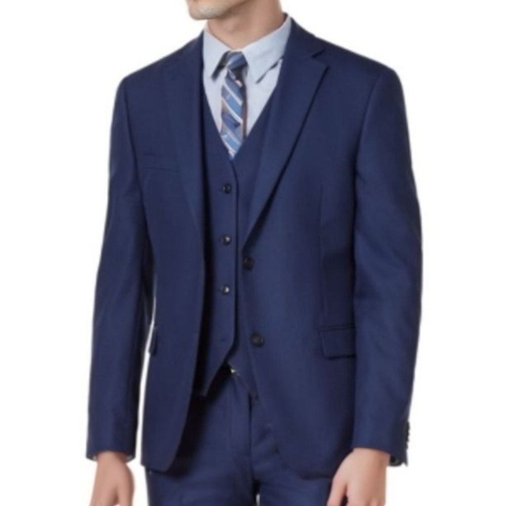 Alfani Mens Suit Jacket 38S Blue Slim Fit Business Casual Tailored Luxury NWT